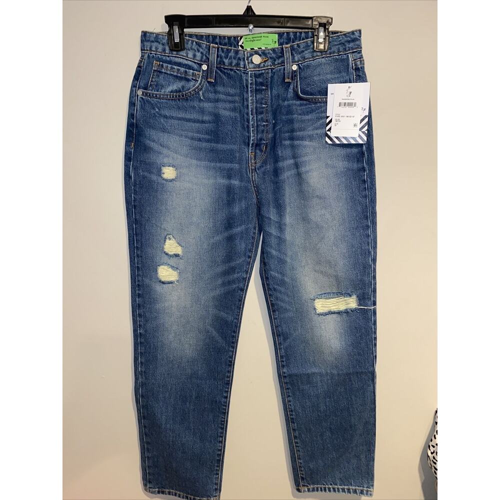 Free People x Sandrine Rose Baggy Boho Women Sz 30 Blue Straight Leg Jeans $198